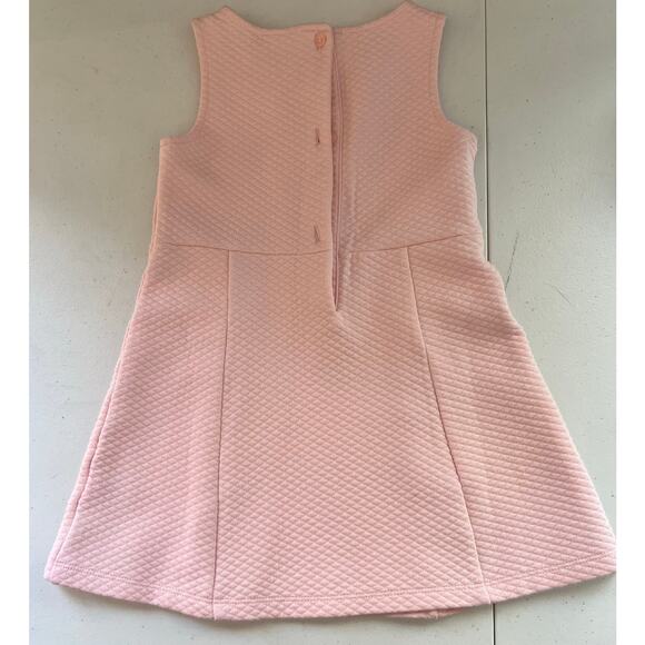 Janie & Jack Girls Dress Sz 3 Pink Puff Cross Pattern Burgundy White Blue Stripe - Picture 2 of 2